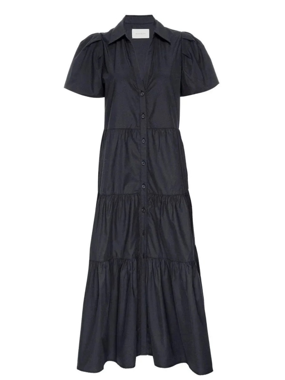 Brochu Walker The Havana Dress Wash Black Tiered Button-Front Midi Dress. Size L